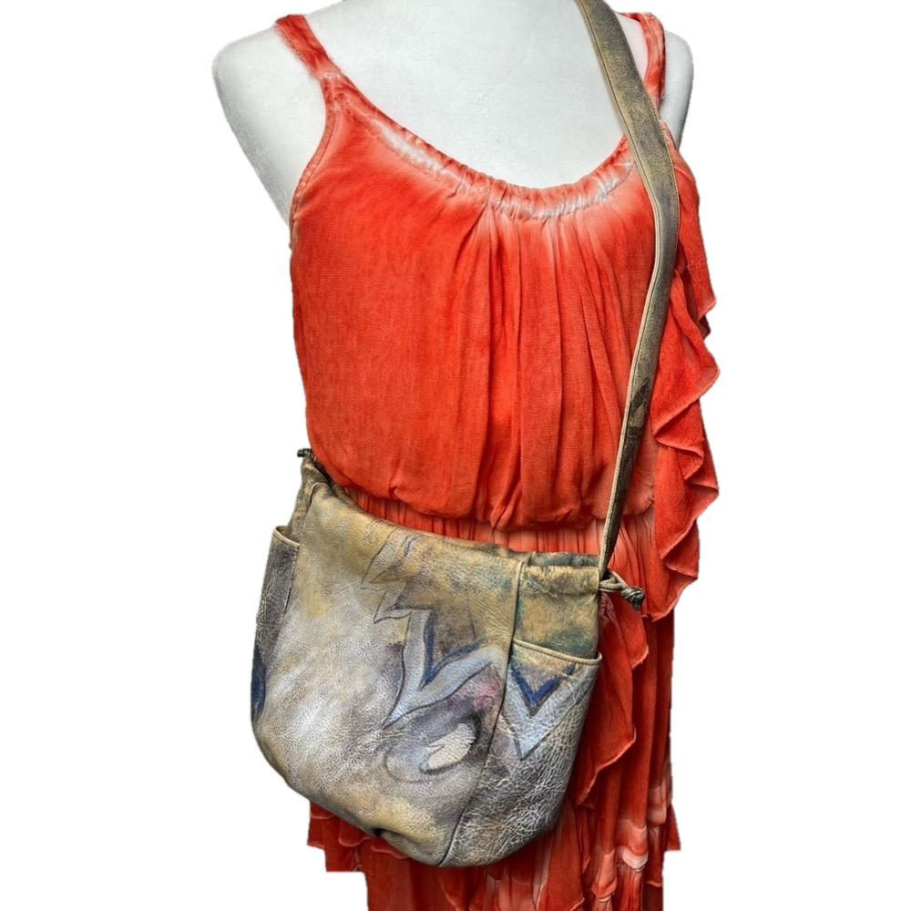 Jane Yoo Wearable Art Leather Cinched Bucket Bag